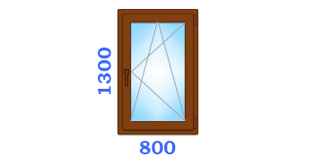 Одночастинне одностулкове вікно з ламінацією, розміром 800х1300 в оптимальному варіанті