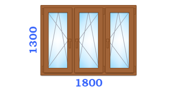 Тричастинне тристулкове вікно з ламінацією, розміром 1800х1300 у кращому варіанті