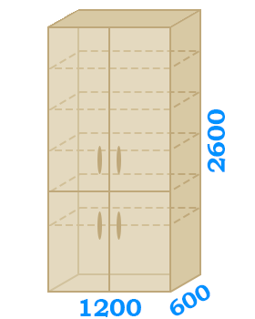 Схематичне креслення шафи шириною до 1200 мм