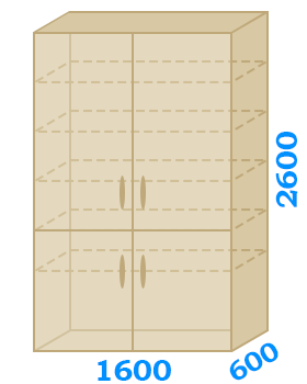 Схематический чертеж шкафа шириной до 1600 мм