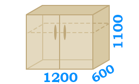 Схематический чертеж тумбочки шириной до 1200 мм