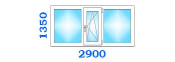 Скління лоджії з виносом з однією поворотно-відкидною стулкою, розміром 2900х1350 в економ-варіанті