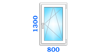 Одночастное одностворчатое окно, размером 800х1300 в оптимальном варианте
